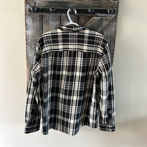 Men's Only & Sons Black & Cream Plaid w/Green Accents Button Down Collar Shirt - Picture 2 of 3